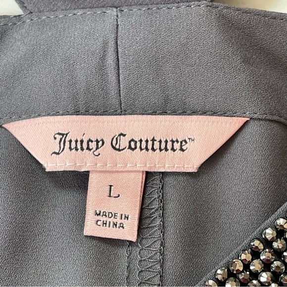 Juicy COUTURE Gray NWT V-Neck Top with Cut outs and Rhinestones Sz L - Picture 13 of 16